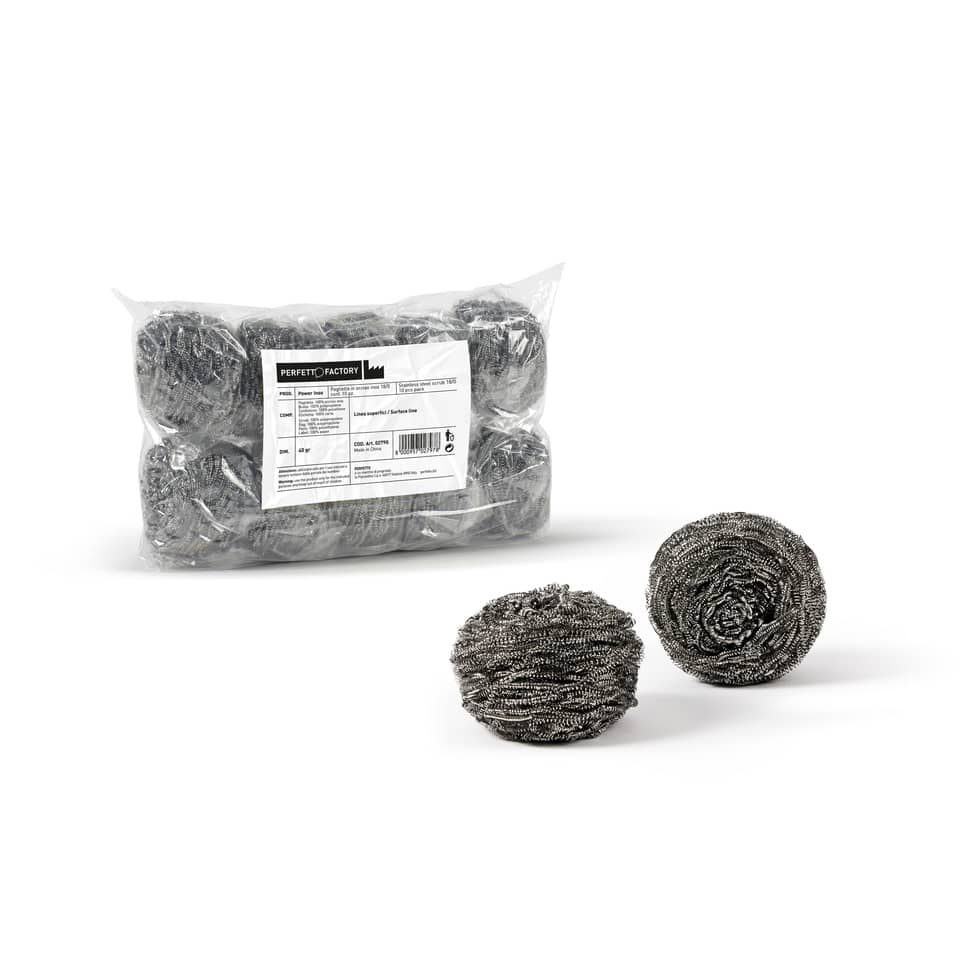 Spugna acciaio Perfetto factory Power acciaio inox 18/0 conf. 10 pz.