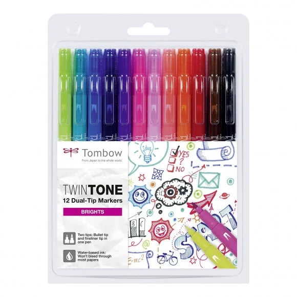Tombow TwinTone – Set da 12 Colori Brillanti - Office Line