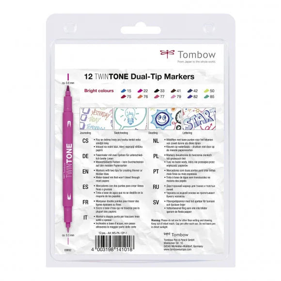 Tombow TwinTone – Set da 12 Colori Brillanti - Office Line