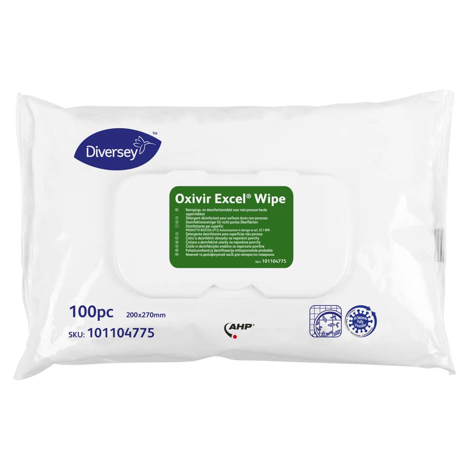 Salviette detergenti disinfettanti per superfici Diversey Oxivir Excel Wipes - Conf. 100 salviette