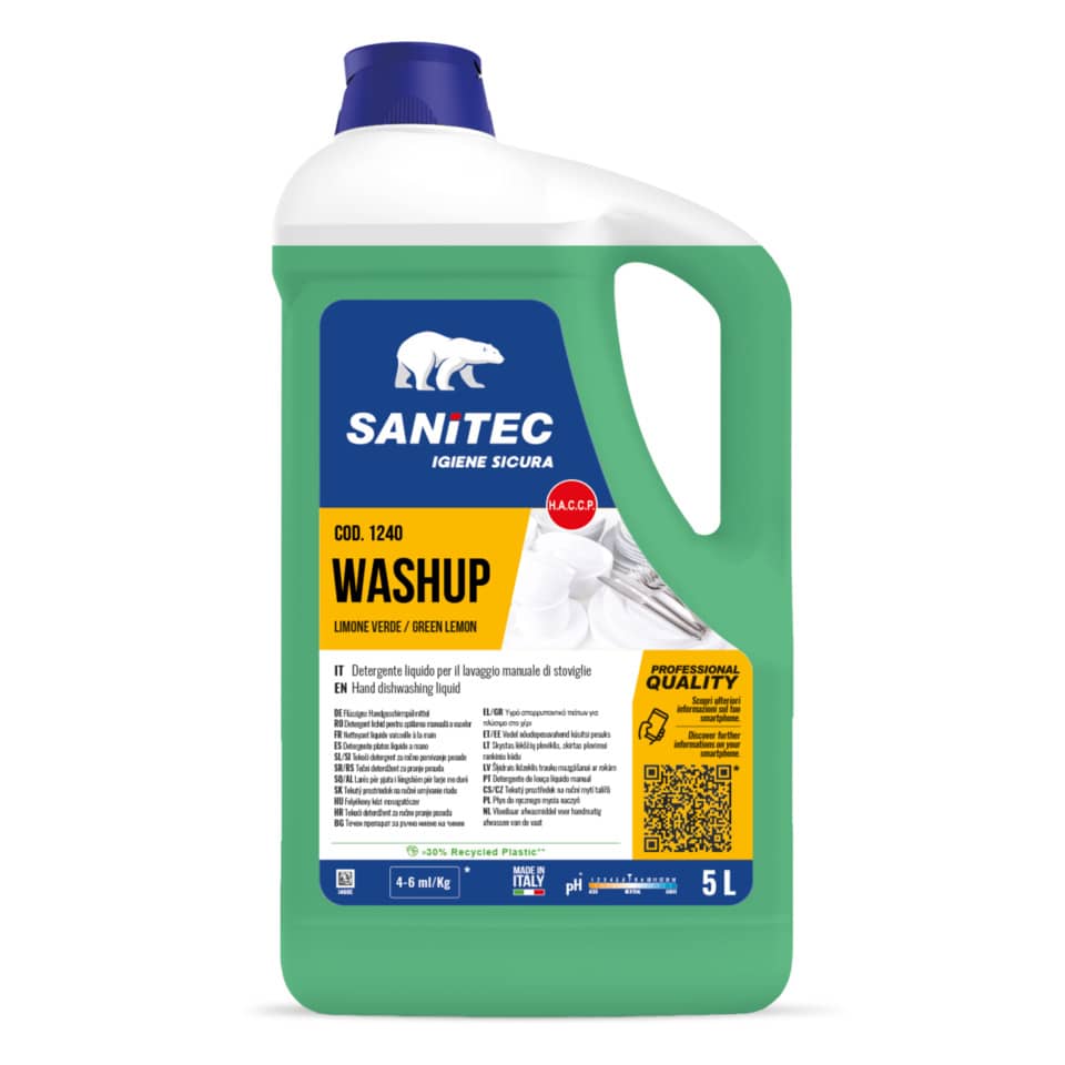 Detergente liquido al profumo di limone verde Washup Sanitec