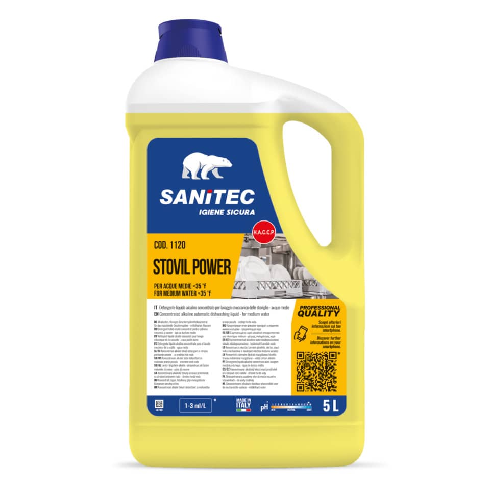 Detergente lavastoviglie liquido alcalino concentrato Stovil Power Sanitec 5 L / 6 Kg