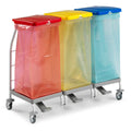 Carrello raccolta rifiuti in metallo verniciato Rilsan Dust 4165 con pedali - 48x110x95 cm TTS 3 x 70 L