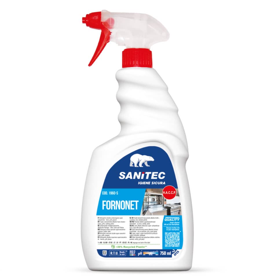 Detergente alcalino schiumogeno super concentrato per forni, grill, piastre Fornonet Sanitec 750 ml