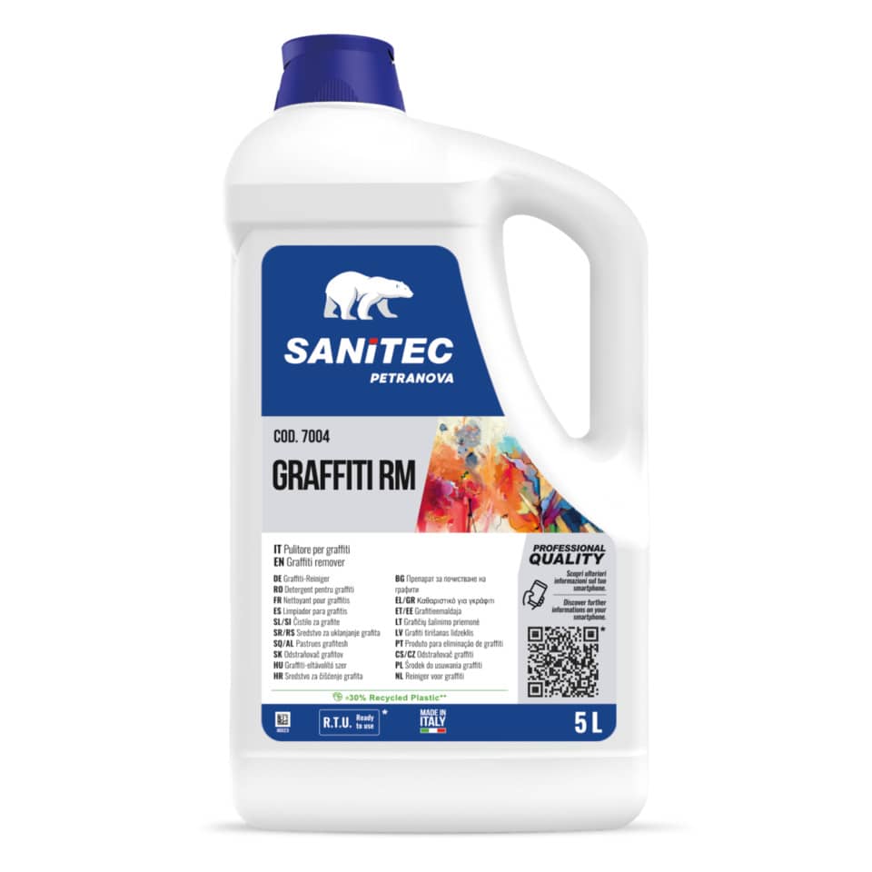 Solvente per la rimozione di graffiti, inchiostri e vernici di ogni genere Graffiti RM Sanitec 5 L / 5,5 Kg