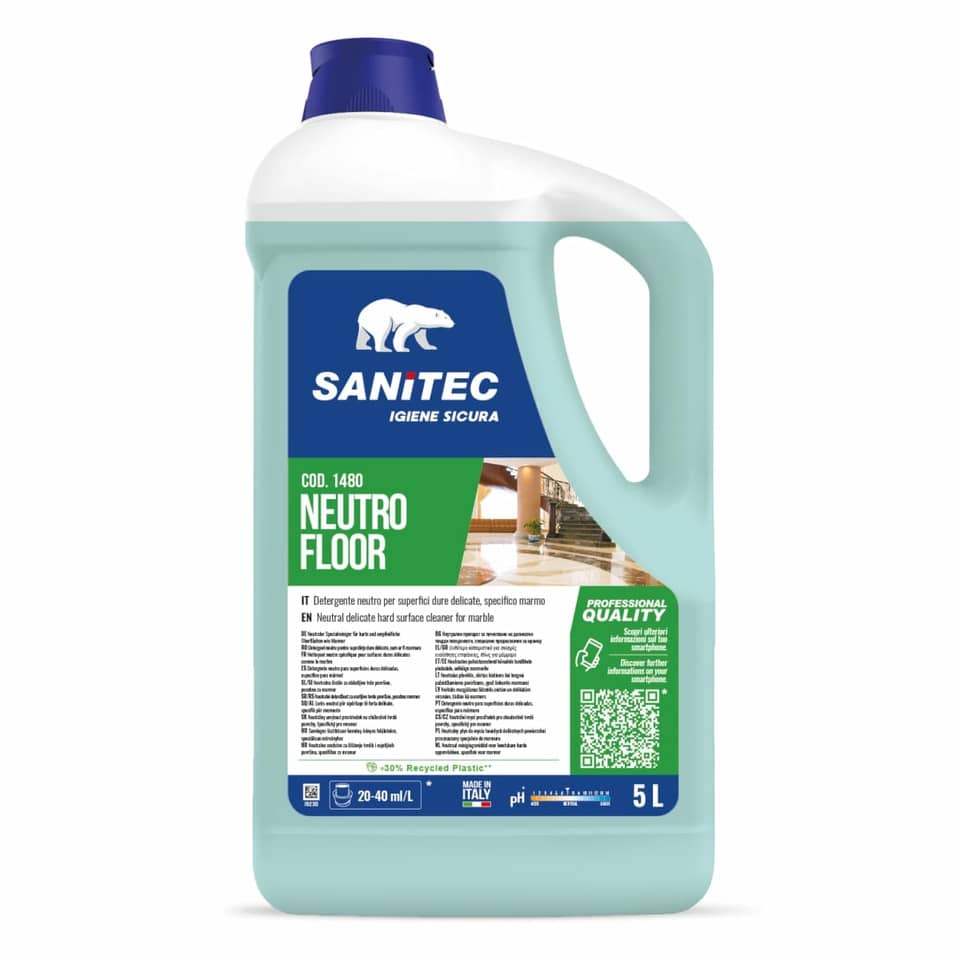 Detergente neutro per superfici dure delicate, specifico per il marmo Neutro Floor Sanitec 5 L / 5 Kg