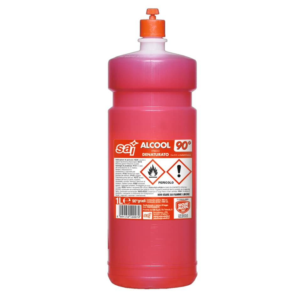Alcool etilico denaturato 90° SAI - formato 1 litro