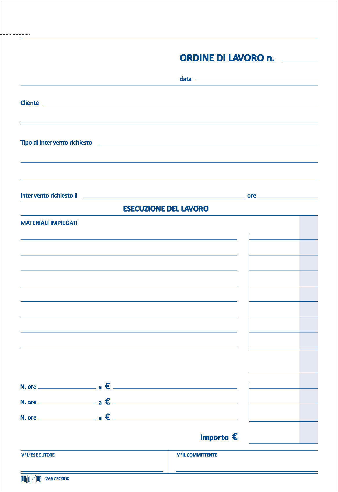 Blocco Rapporto Intervento Lavoro a Domicilio A5 - 50x2 Copie in Carta Chimica