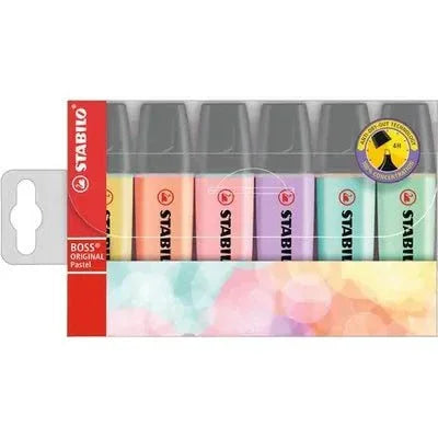 6 Evidenziatori Stabilo Boss Original Pastel – Colori Assortiti, Tratto 2 - 5 mm - Office Line