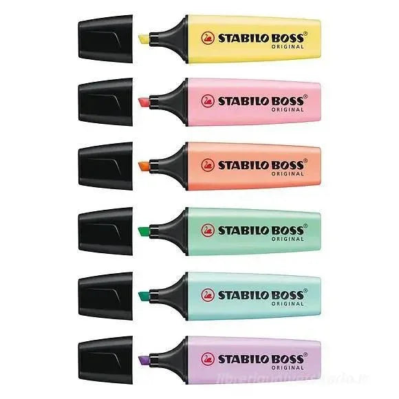6 Evidenziatori Stabilo Boss Original Pastel – Colori Assortiti, Tratto 2 - 5 mm - Office Line