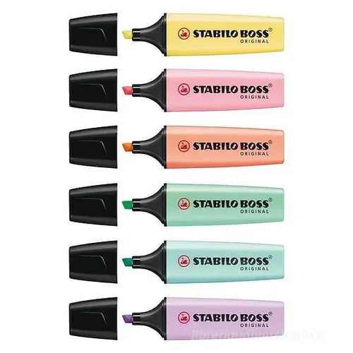 6 Evidenziatori Stabilo Boss Original Pastel – Colori Assortiti, Tratto 2 - 5 mm - Office Line