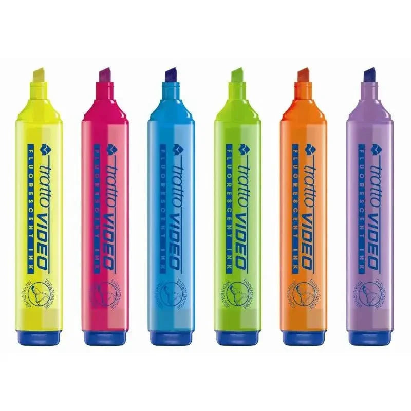 6 Evidenziatori Tratto Video – Colori Assortiti, Tratto 1 - 5 mm - Office Line