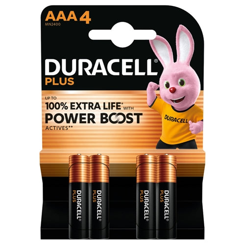 Batterie Alcaline Duracell Plus Power Boost – Ministilo AAA – 4 Pezzi (MN2400)