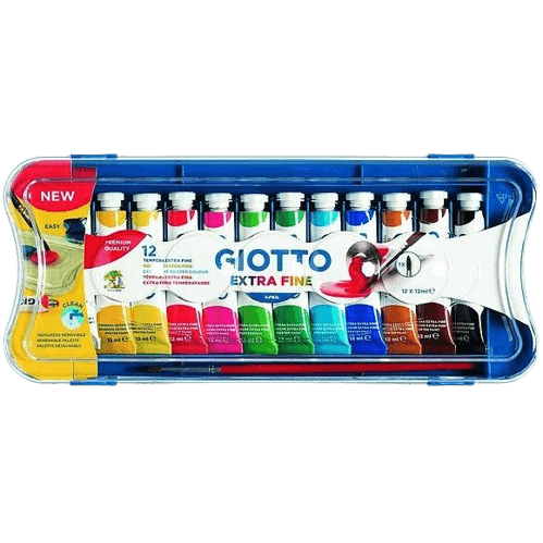 Astuccio Giotto Colori a Tempera – 12 tubetti assortiti da 12 ml