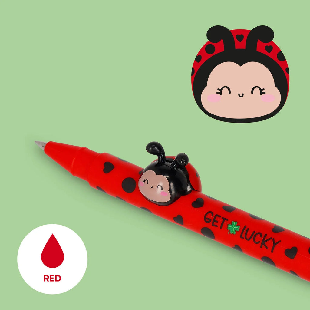 Penna Gel con Animaletto Decorativo Ladybug "Get Lucky" – Lovely Friends – Legami