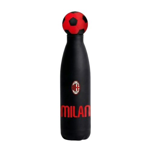 Borraccia AC Milan Ufficiale in Acciaio con Tappo a Pallone - 500ml
