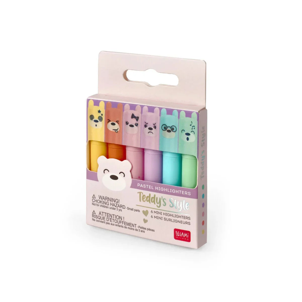 Set di 6 Mini Evidenziatori Pastello Legami – Teddy’s Style - Office Line