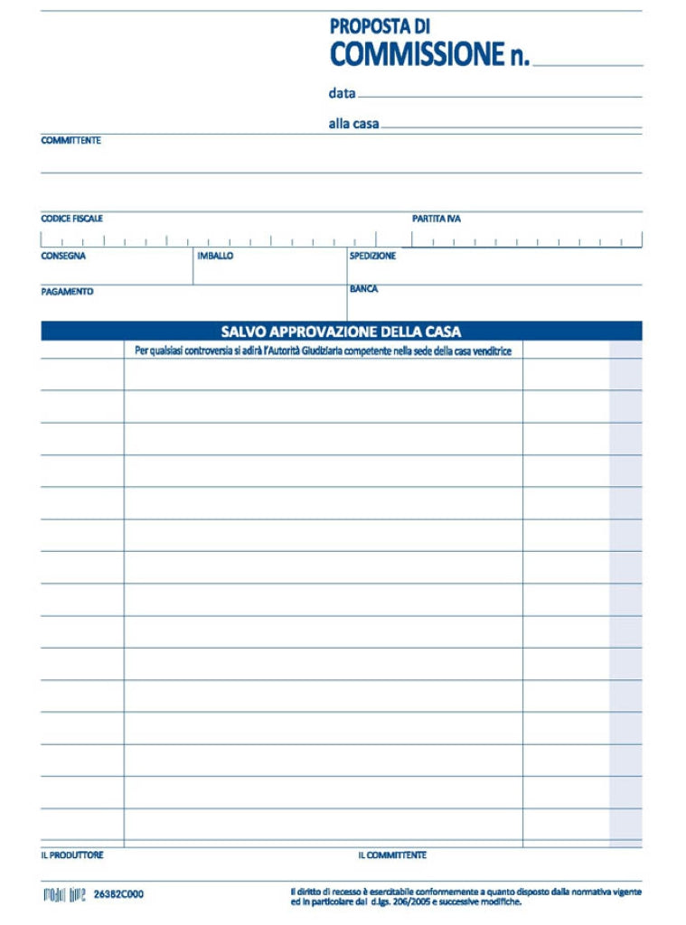 Set 5 Blocchi Copia Commissione A5 - 2 Copie in Carta Chimica Autoricalcante