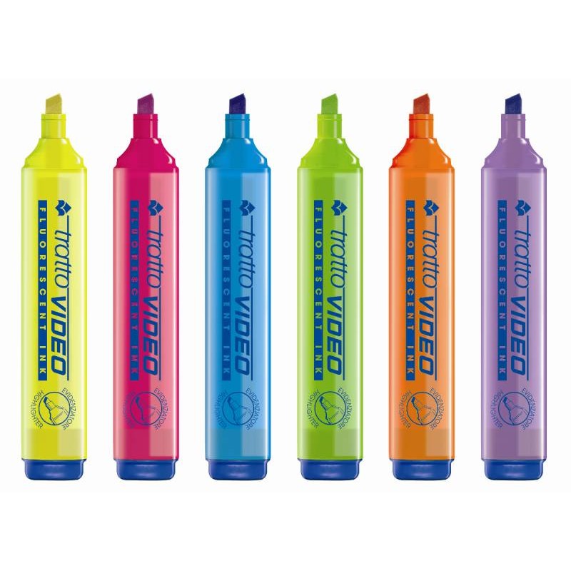 6 Evidenziatori Tratto Video – Colori Assortiti, Tratto 1-5 mm