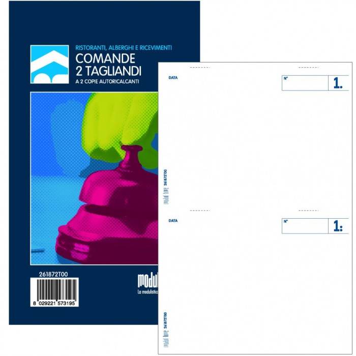Set 10 Blocchi Comande Ristorante 2 Tagliandi - 2 Copie Carta Chimica 9,9x17 cm - Modul-Time