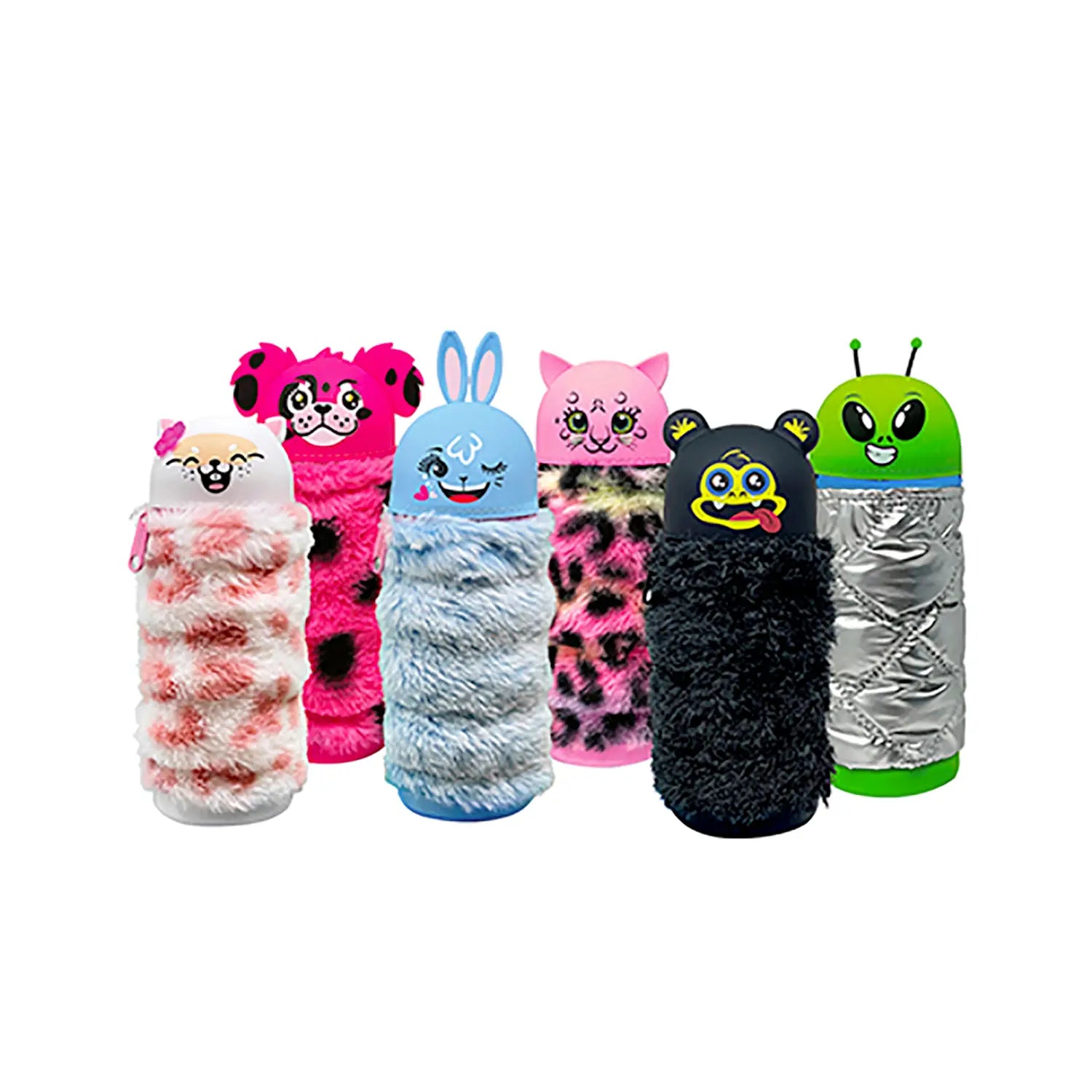 Astuccio Allungabile Mitama Silicone e Peluche - Portapenne Pop-Up - Collezione Animali